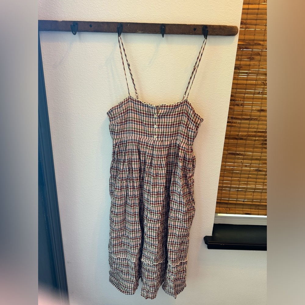 Madewell Midi Dress buttons down the middle and scalloped hems